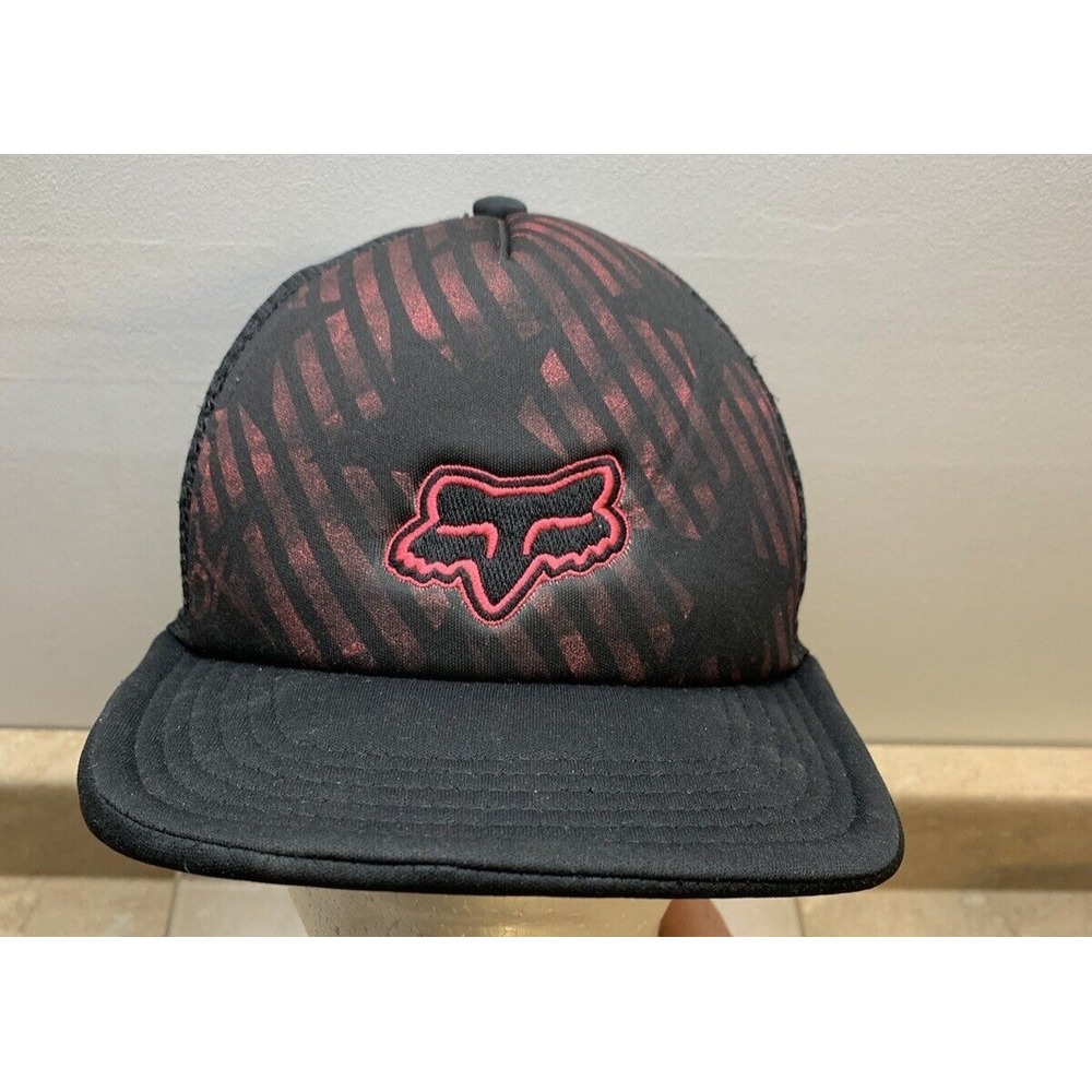 Vintage Fox Racing Mess Trucker Style SnapBack Hat Fox Riders Co. Black & Pink